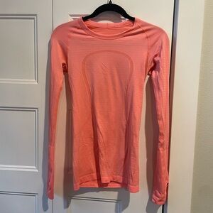 Peach pink lululemon Long Sleeve Athletic Top